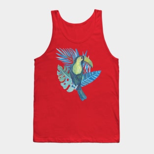 Toucan Parrot with three leaf Jungle Amazon Water colour Beautiful Tank Top